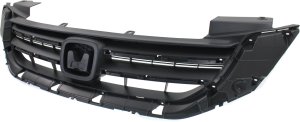 Textured Gray Shell and Insert Grille for 2013-2015 Honda Accord Sedan, 4 Cylinder, Excludes Hybrid Model, USA Built Vehicle, Replacement