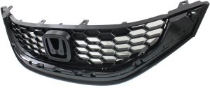 Painted Black Shell and Insert Grille for 2013-2015 Honda Civic Sedan, Suitable for EX, EX-L, SI Models, Replacement