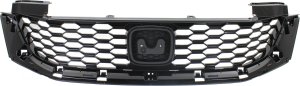 Grille for Honda Accord Coupe 2013-2015, Painted Black Shell and Insert, Replacement
