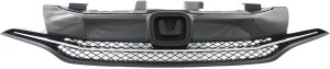 Grille for Honda CIVIC 2014-2015, Textured Insert with Chrome Trim, Excludes Si Model, Coupe, Replacement
