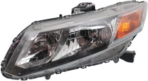 Headlight Assembly for 2012-2012 Honda Civic, Left (Driver), Halogen, Excludes Hybrid Models, Suitable for Coupe/Sedan, Replacement