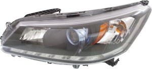 Headlight Assembly for Honda Accord 2014-2015, Left (Driver), Halogen, Sedan, Hybrid Model, Replacement