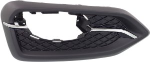 Front Fog Light Molding for 2014-2015 Honda Civic Coupe, Left (Driver), 1.8L Engine, Black with Chrome Trim, Replacement