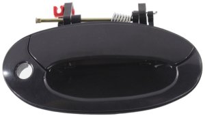 Front Exterior Door Handle for Hyundai Elantra 1998-2000, Right (Passenger), with Small Key Hole/Half, Smooth Black Plastic, Replacement