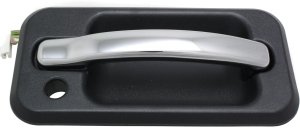 Front Exterior Door Handle for Hummer H2 2003-2009, Right (Passenger), Textured Black Bezel, Chrome Lever, with Keyhole, Replacement