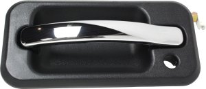 Front Exterior Door Handle for Hummer H2 (2003-2009), Left (Driver), Textured Black Bezel, Chrome Lever, with Keyhole, Replacement
