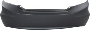 Rear Bumper Cover for 2012-2012 Honda Civic Sedan, Primed (Ready to Paint), Without Parking Assist Sensor Holes, Replacement