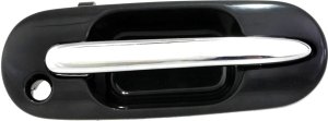 Front Exterior Door Handle for Honda CR-V 1997-2001, Right (Passenger) Side, Chrome Lever+Smooth Black (PTM) Base with Keyhole, Replacement