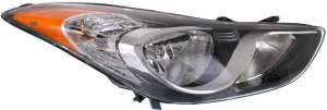 Headlight Assembly for Hyundai Elantra 2011-2013, Elantra Coupe 2013-2014, Right (Passenger), Halogen, without LED Position Light, for Coupe/Sedan, Korea Built Vehicle, Replacement