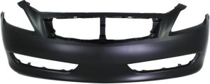 Front Bumper Cover for Infiniti G37 2008-2010, Primed (Ready to Paint), Suitable for Base Model and Convertible (2009 Only), Coupe without Sport Package