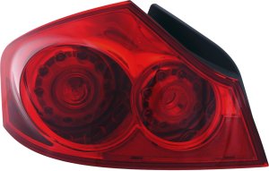 Tail Light Assembly for Infiniti G35 (2007-2008), G37 (2009-2013), Q40 (2015), Left (Driver), Red Lens, Sedan, Replacement