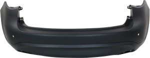 Rear Bumper Cover for Infiniti FX35/FX37 2009-2013 and QX70 2014-2017, Primed (Ready to Paint), with Premium Package, with Parking Aid Sensor Holes, Replacement