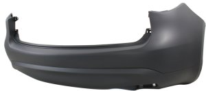 Rear Bumper Cover for Infiniti FX35/FX37 (2009-2013), QX70 (2014-2017), Primed (Ready to Paint), without Premium Package, without Parking Aid Sensor Holes, Replacement
