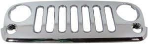 Plastic Grille with Chrome Shell and Insert for 2007-2016 Jeep Wrangler (JK), Replacement