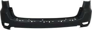 Upper Rear Bumper Cover for 2011-2022 Jeep Grand Cherokee WK, Primed (Ready to Paint), Without Parking Aid or Park Assist Sensor Holes, Without BSD, Excludes SRT/Summit/Trailhawk/Trackhawk Models, Replacement