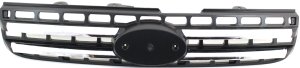 Grille for Kia Sportage 2005-2010, Painted Black Shell and Insert with Chrome Molding, Replacement
