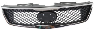 Textured Black Shell and Insert Grille for 2010 Kia Forte, with Chrome Molding, Replacement