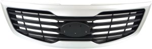 Grille for Kia Sportage 2011-2012, Silver Shell/Black Insert, Replacement