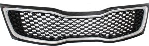 Grille for 2014-2015 Kia Optima, Black Shell and Insert with Chrome Molding, Excluding LX/Hybrid Models, Made for USA Built Vehicle, Replacement