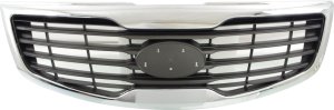 Chrome Shell/Painted Gray Insert Grille for 2013 Kia Sportage with Chrome Molding, 2.4L Engine, Replacement