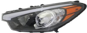 Headlight Assembly for Kia Forte 2014-2016 Sedan LX Model, Left (Driver), Halogen, Without LED Position Light, Replacement