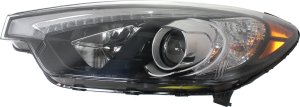 Headlight Assembly for Kia Forte/Forte Koup/Forte5 2014-2015, Left (Driver), Halogen, with LED Position Light, Up to October 17, 2014, Replacement