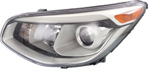 Headlight Assembly for Kia Soul 2014-2016, Left (Driver), Halogen, Projector Type, without Leveling System, Replacement