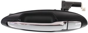 Rear Exterior Door Handle in Chrome-Black for 2001-2006 Kia Optima/Magentis and 2002-2005 Hyundai Sonata, Old Body Style, Left (Driver) Side, Replacement