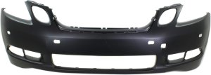 Front Bumper Cover for Lexus GS430 2006-2007, Primed (Ready to Paint), with Headlight Washer Holes, with Park Assist Sensor Holes, Replacement