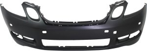 Front Bumper Cover for Lexus GS430 2006-2007, Primed (Ready to Paint), Without Headlight Washer Holes, With Park Assist Sensor Holes, Replacement