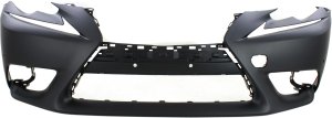 Front Bumper Cover for Lexus IS200T/IS250/IS300/IS350 (2014-2016), Primed (Ready to Paint), Excludes F Sport Package, Without Headlight Washer Holes, Includes Park Distance Sensor Holes, Not for C Model, Replacement