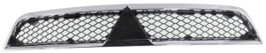 Grille for Mitsubishi Lancer 2008-2015, Chrome Shell with Black Insert, Without Turbo, ABS Plastic, Excluding Evolution/Ralliart Models, Replacement