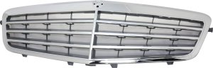 Chrome Shell Grille for Mercedes-Benz E-Class 2010-2013, PTM Insert, without Distronic Cruise Control, Suitable for Base Package, Sedan/Wagon, Replacement