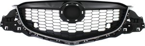 Grille for 2013-2014 Mazda CX-5, Painted Black Shell and Insert with Chrome Molding, Up to 8-20-2013, Replacement