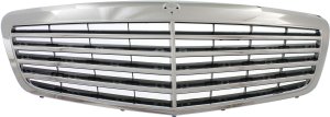 Grille for Mercedes-Benz S-Class (2010-2013) Chrome Shell with Painted Black Insert, without Distronic Cruise Control, Replacement