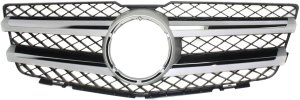 Grille for GLK250/GLK350 Mercedes-Benz 2010-2015, Black Shell and Insert with Chrome Molding, without Logo, with Aluminum Trim, Replacement