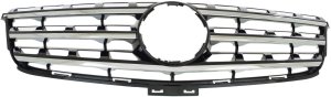 Grille for Mercedes ML-Class 2012-2015, Painted Black Shell and Insert with Chrome Molding, without Distronic Cruise Control, Replacement