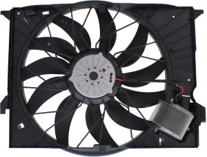 Radiator Fan Shroud Assembly for Mercedes S-Class 2007-2013, CL-Class 2007-2014, CLS63 AMG 2007-2011, with Control Module, Replacement