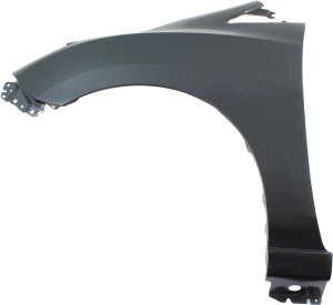 Front Fender for Mazda 5 (2012-2017), Left (Driver), Primed (Ready to Paint), Steel, without Signal Light Hole, without Rocker Molding Hole, Replacement