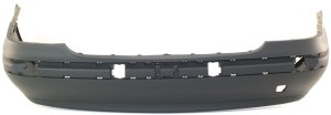 Rear Bumper Cover for Mercedes-Benz S-Class 2000-2006, Primed (Ready to Paint), without Sport Package, 220 Chassis, Replacement