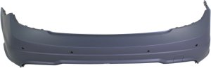 Rear Bumper Cover for Mercedes-Benz C-Class 2012-2015, Primed (Ready to Paint), w/ Sport Package, Coupe/(2012-2014 Sedan) w/ Parktronic Holes, Replacement