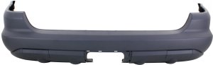 Rear Bumper Cover for Mercedes-Benz M-Class 2002-2005, Primed (Ready to Paint), with Trailer Hitch Hole, Excluding Parktronic Holes and Styling Package, Replacement