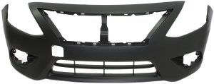 Front Bumper Cover for Nissan Versa 2015-2018, Primed (Ready to Paint), Without Chrome Insert, Replacement