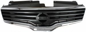 Grille for Nissan Altima Sedan 2007-2009, Chrome Shell with Painted Dark Gray Insert, Replacement