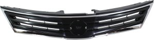 Chrome Shell/Painted Black Insert Grille for 2010-2012 Nissan Versa, 1.8L Engine, Replacement
