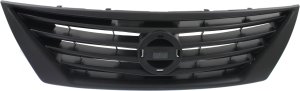 Grille for Nissan Versa Sedan 2012-2014, Textured Gray Shell and Insert without Chrome Trim, Replacement