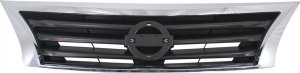 Grille for Nissan Altima Sedan 2013-2015, Chrome Shell with Black Insert, Replacement