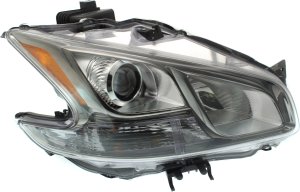 Headlight Assembly for Nissan Maxima 2011-2014 Right (Passenger), HID/Xenon with HID Kit, Smoked Lens, Replacement