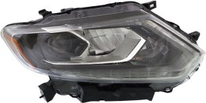 Headlight Assembly for Nissan Rogue 2014-2016, Right (Passenger), LED, Without Auto Light Control, Replacement