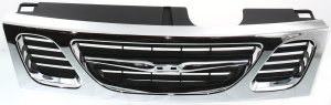 Grille for 1999-2003 SAAB 9-3, Chrome Shell with Painted Black Insert, Replacement